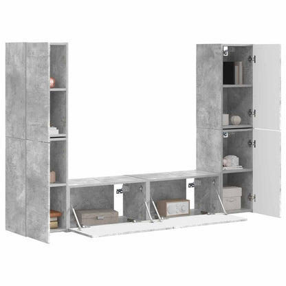TV-benksett 6 pcs Betonggrå Konstruert tre