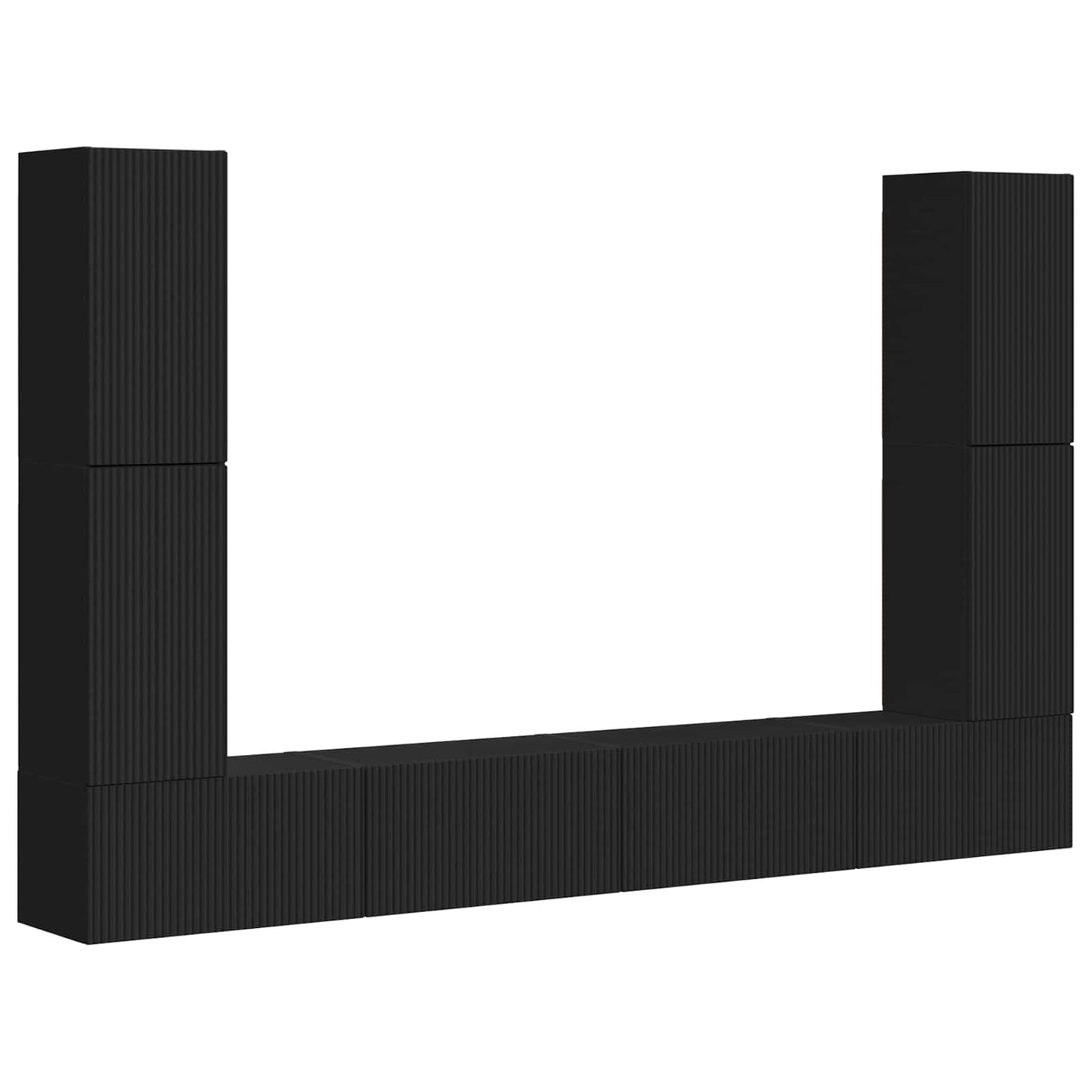TV-benksett 8 pcs Svart Konstruert tre