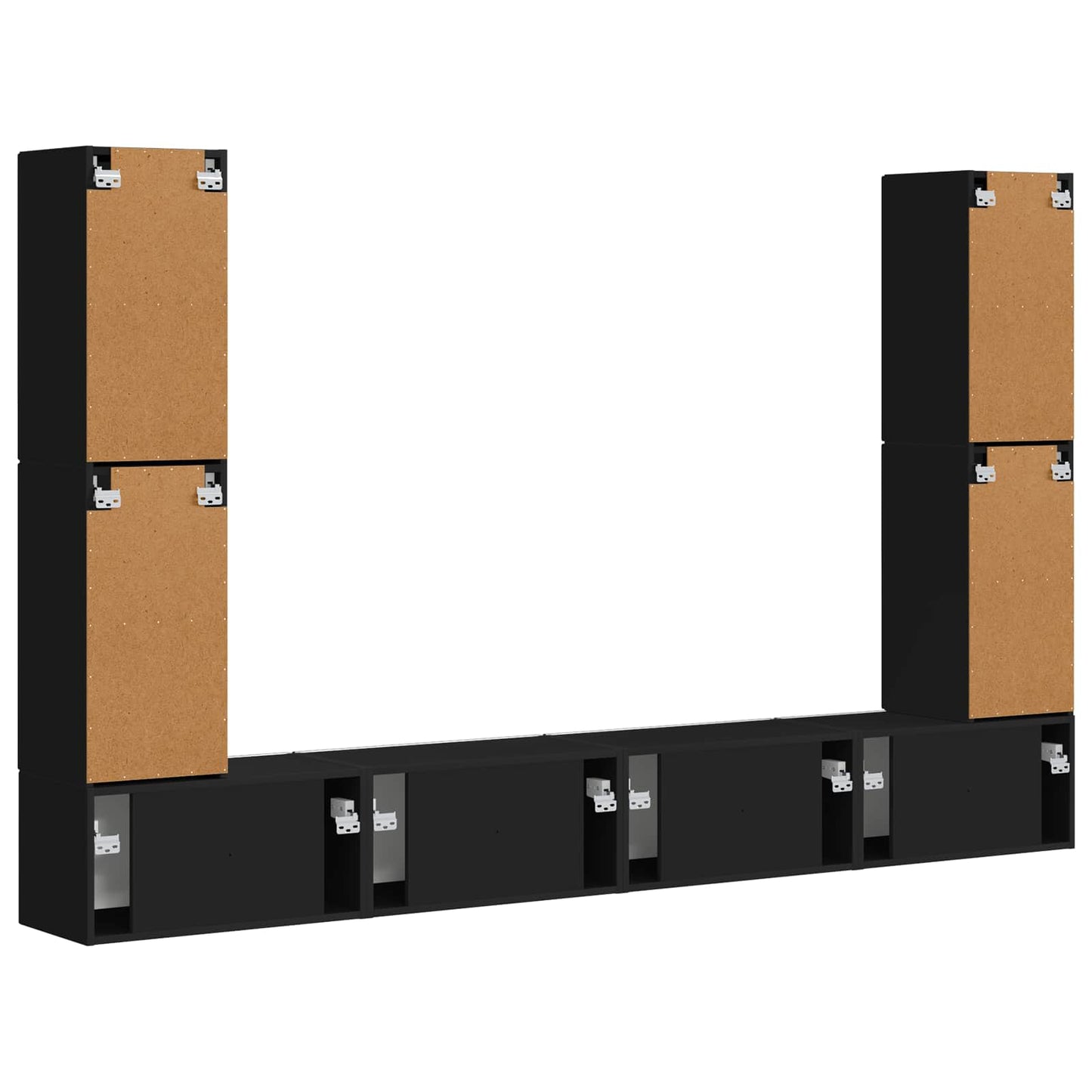 TV-benksett 8 pcs Svart Konstruert tre