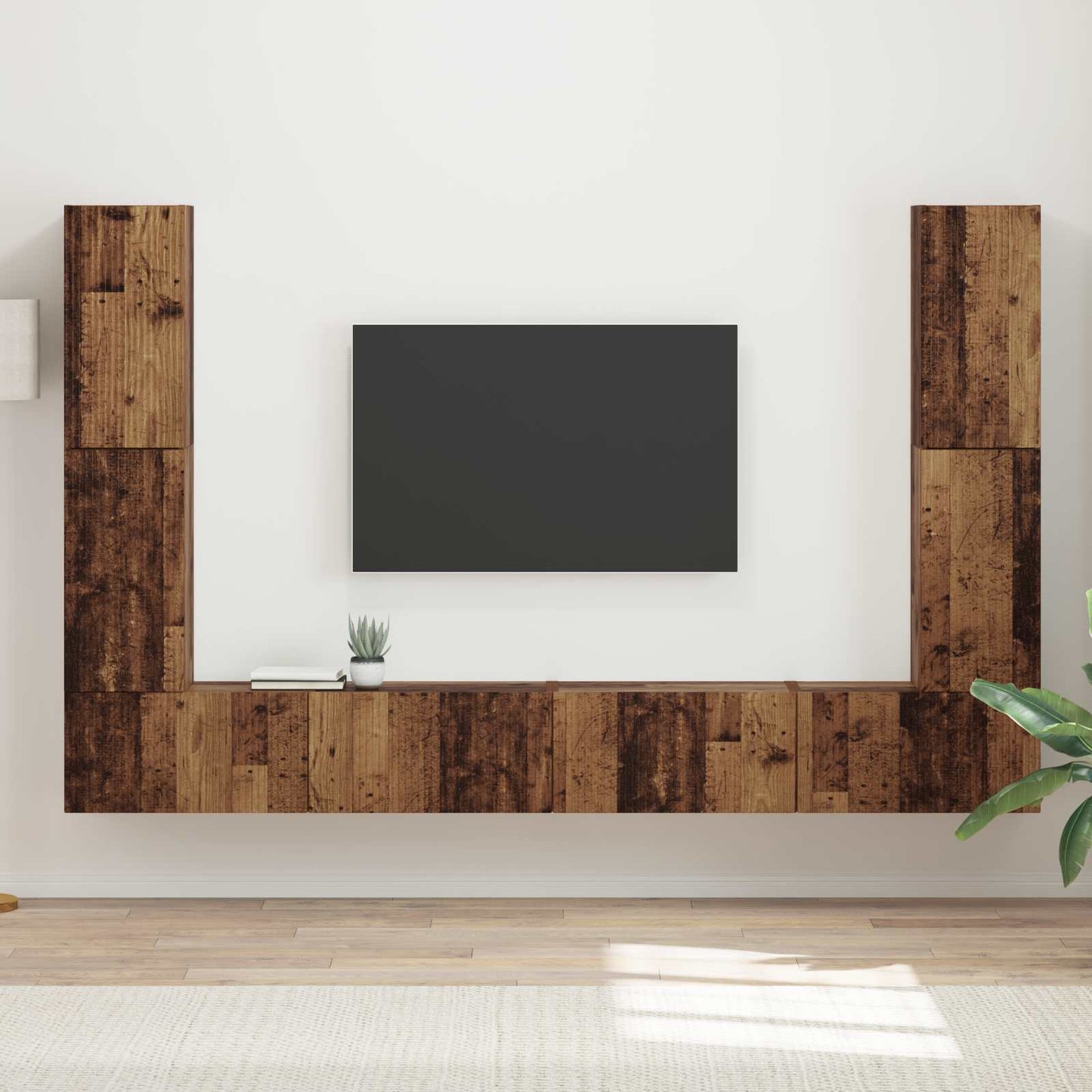 TV-benksett 8 pcs Gamle tre Konstruert tre