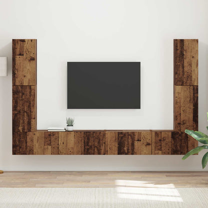 TV-benksett 8 pcs Gamle tre Konstruert tre