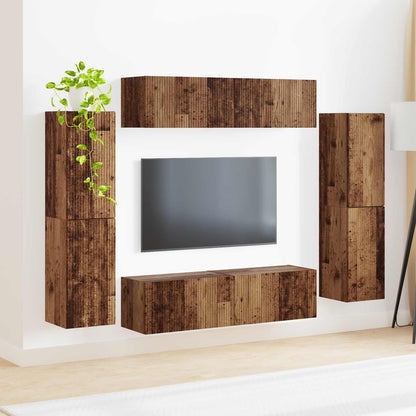TV-benksett 8 pcs Gamle tre Konstruert tre