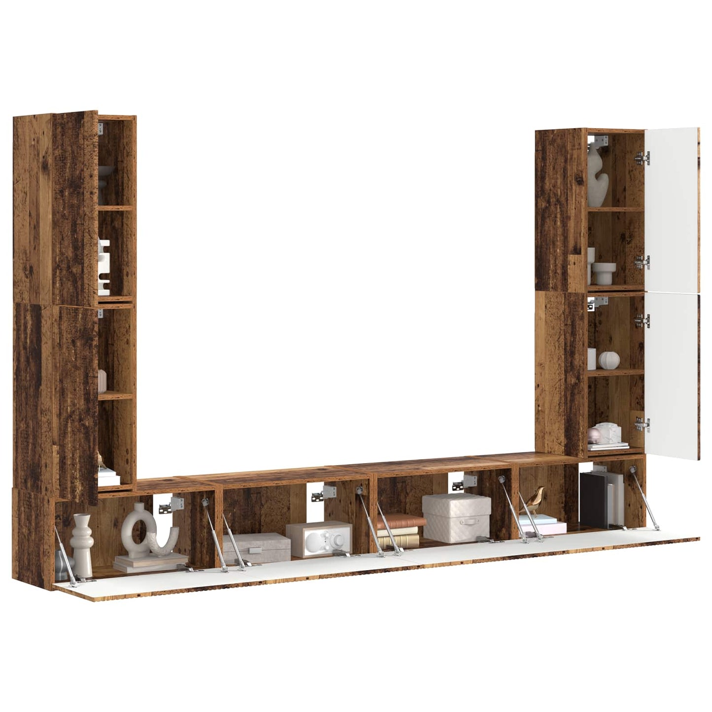 TV-benksett 8 pcs Gamle tre Konstruert tre