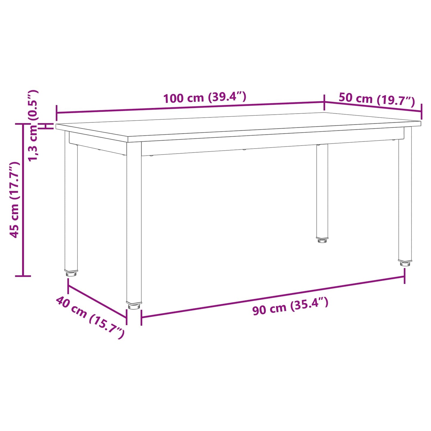 Salongbord Sofabord Gammelt Tre 100 x 50 x 45 cm