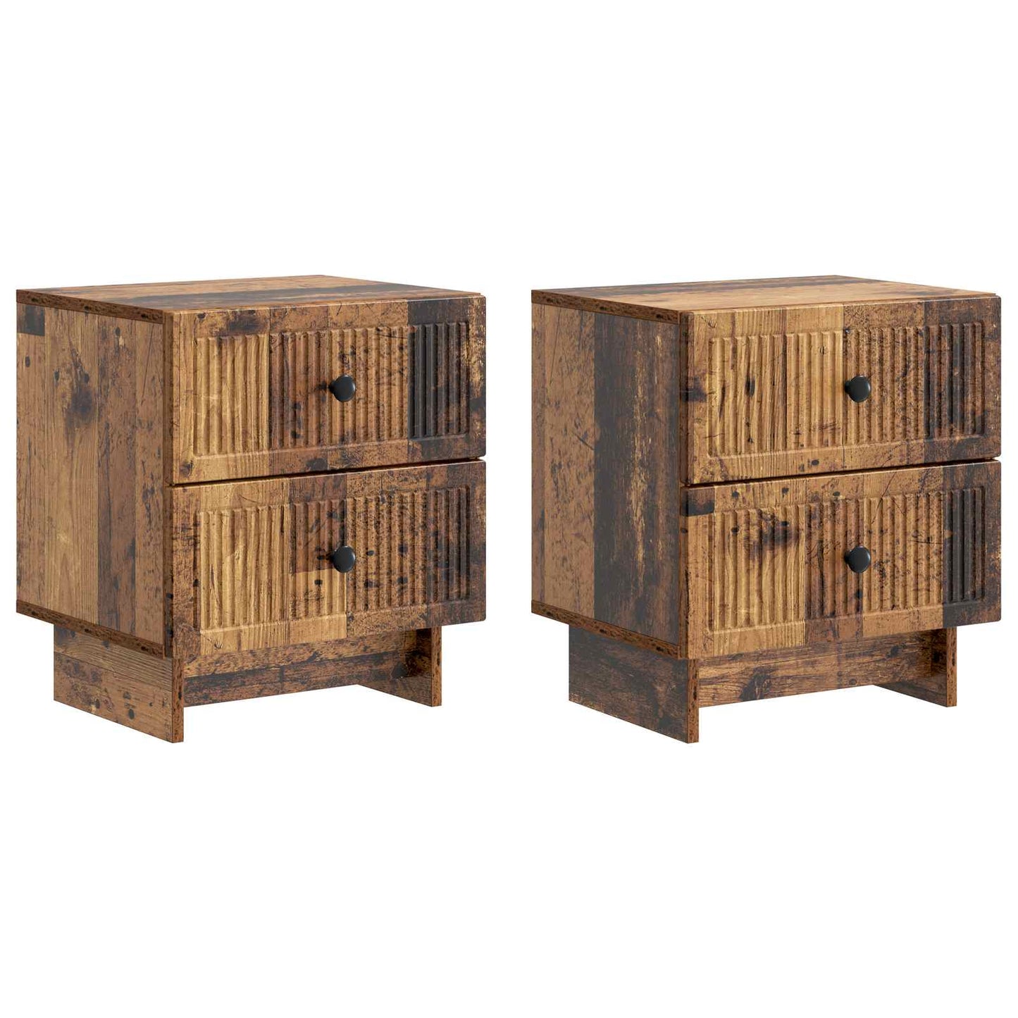 Nattbordskap med skuff 2 pcs Gammelt tre 43 x 34,5 x 47,5 cm