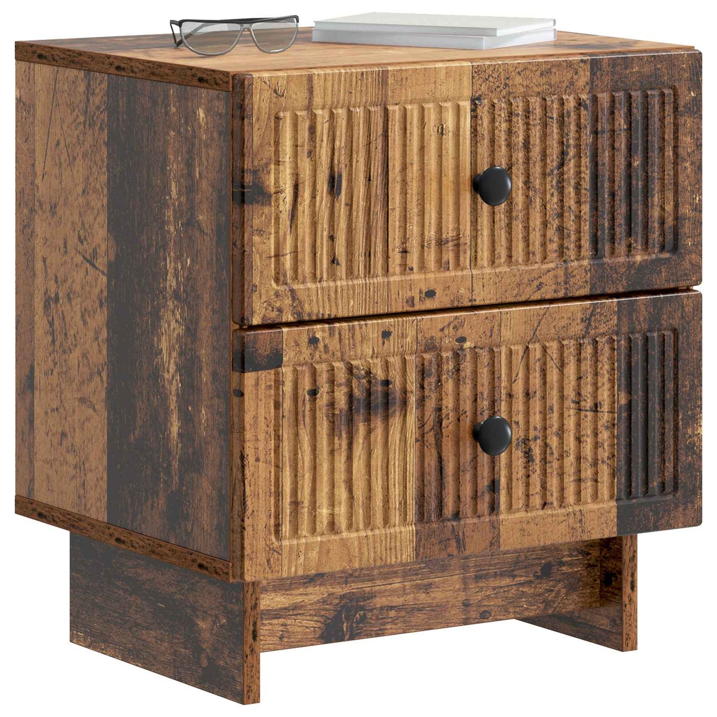 Nattbordskap med skuff 2 pcs Gammelt tre 43 x 34,5 x 47,5 cm