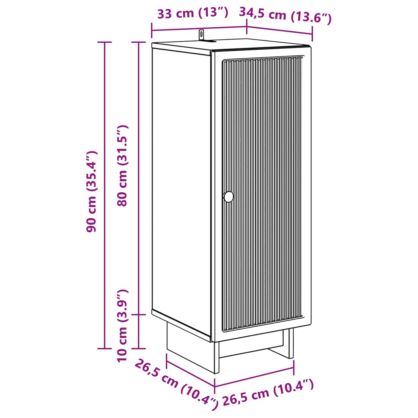 Kabinett Svart 33 x 34,5 x 90 cm Konstruert tre