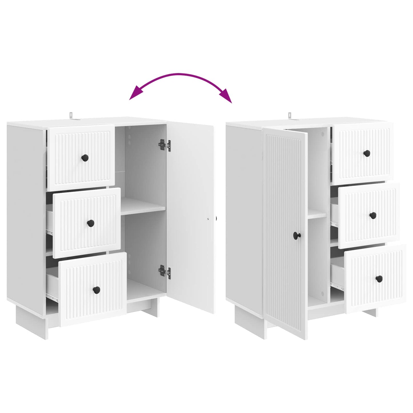 Serviesskap Høgglans hvit 66 x 34,5 x 90 cm Konstruert tre