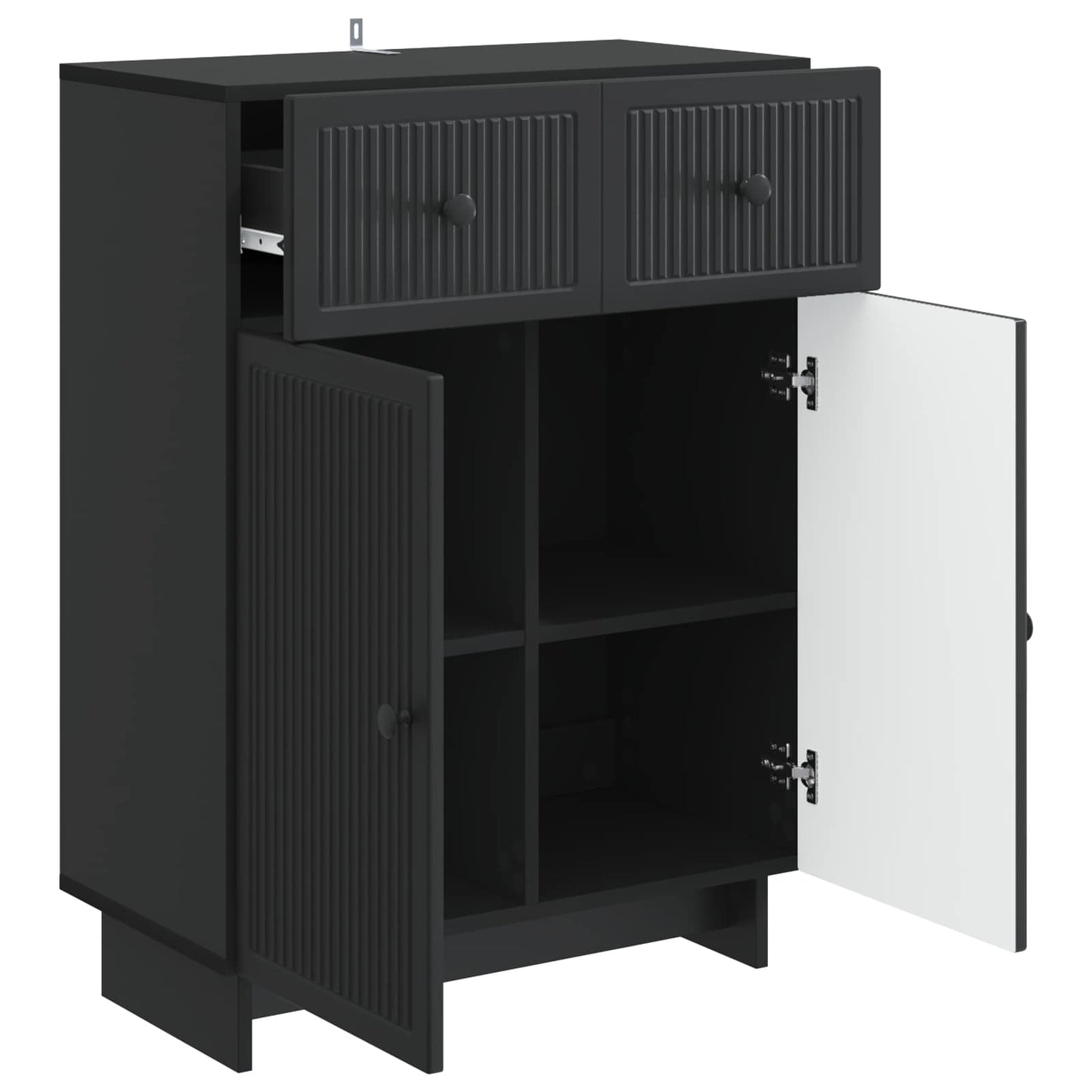 Serviesskap med skuff Svart 66 x 34,5 x 90 cm Konstruert tre