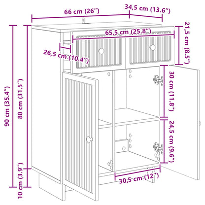 Serviesskap med skuff Svart 66 x 34,5 x 90 cm Konstruert tre