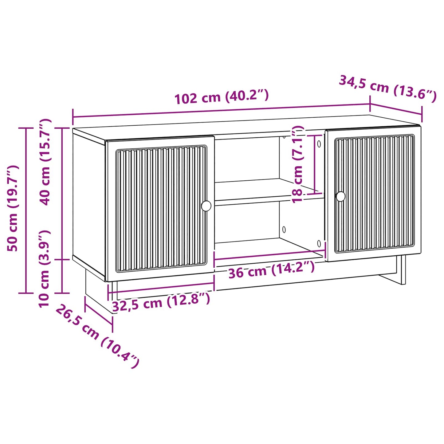 TV-skap Gammelt tre 102 x 34,5 x 50 cm Konstruert tre