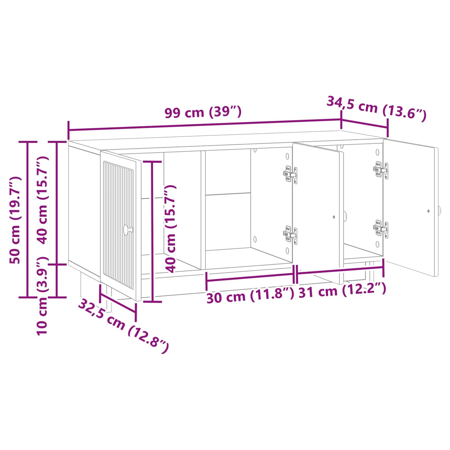 TV-skap Sonoma eik 99 x 34,5 x 50 cm Konstruert tre