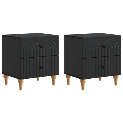 Nattbordskap 2 pcs Svart 43 x 34,5 x 48 cm Konstruert tre