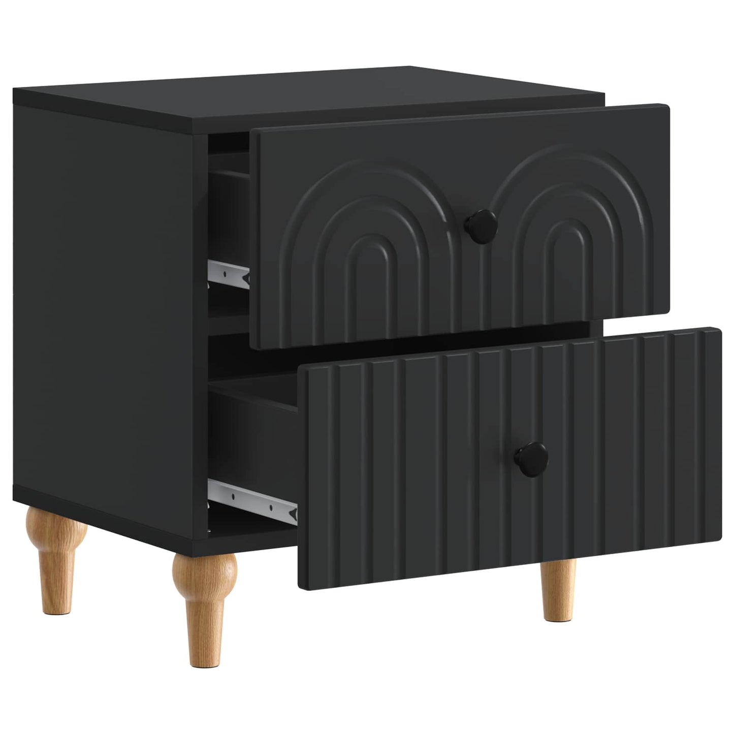 Nattbordskap 2 pcs Svart 43 x 34,5 x 48 cm Konstruert tre
