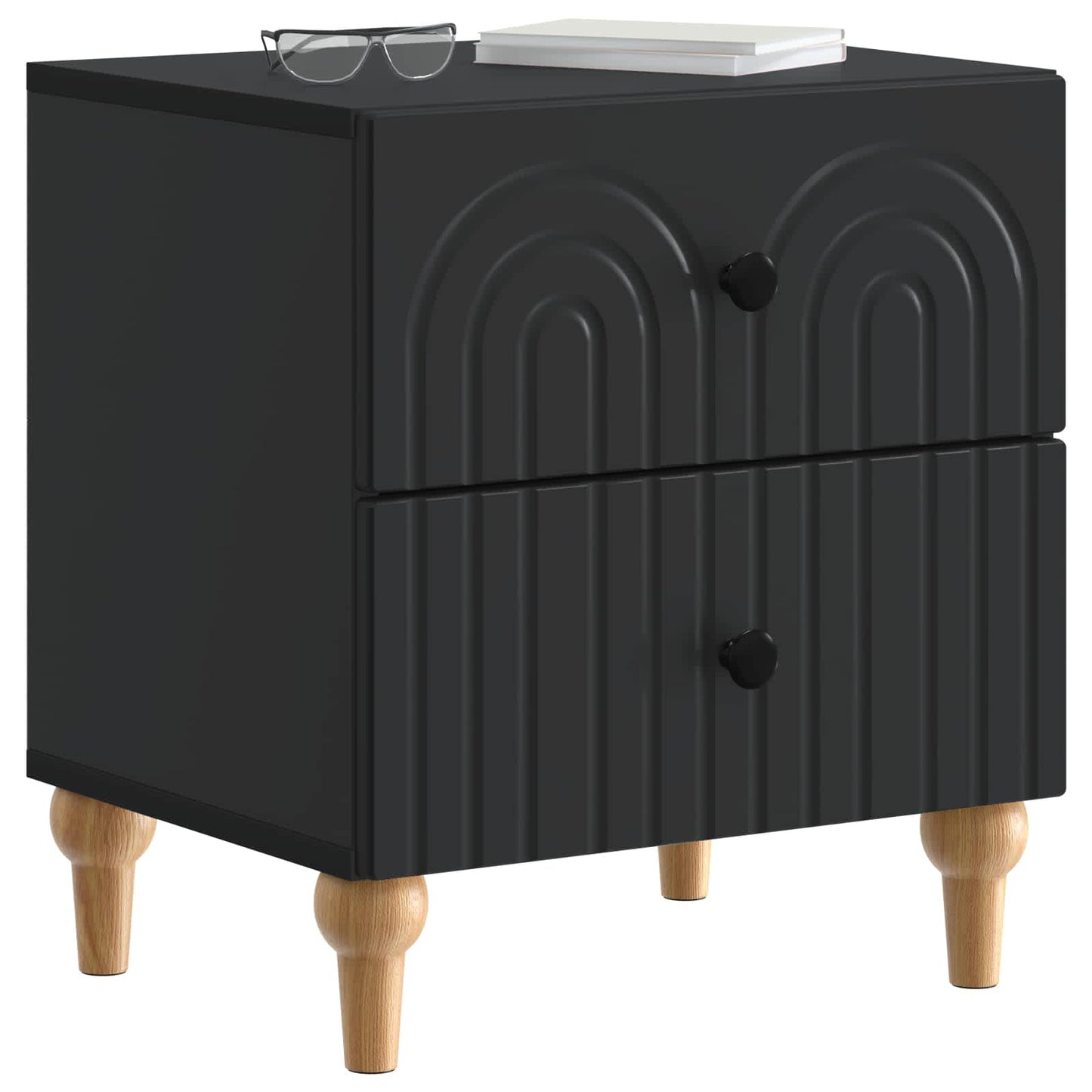 Nattbordskap 2 pcs Svart 43 x 34,5 x 48 cm Konstruert tre