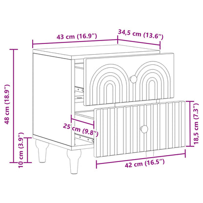 Nattbordskap 2 pcs Svart 43 x 34,5 x 48 cm Konstruert tre