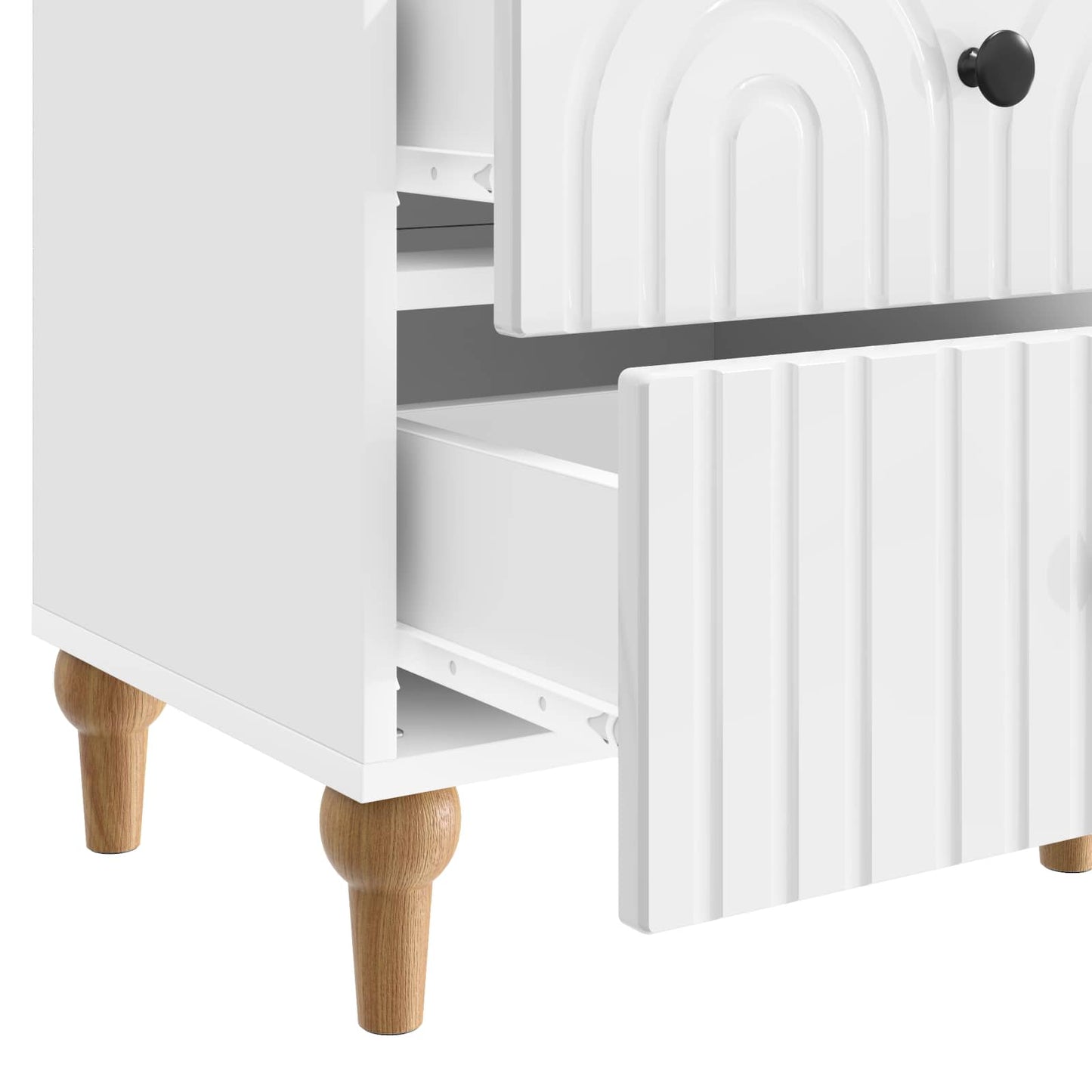 Nattbordskap med skuff 2 pcs Høgglans hvit 43 x 34,5 x 48 cm