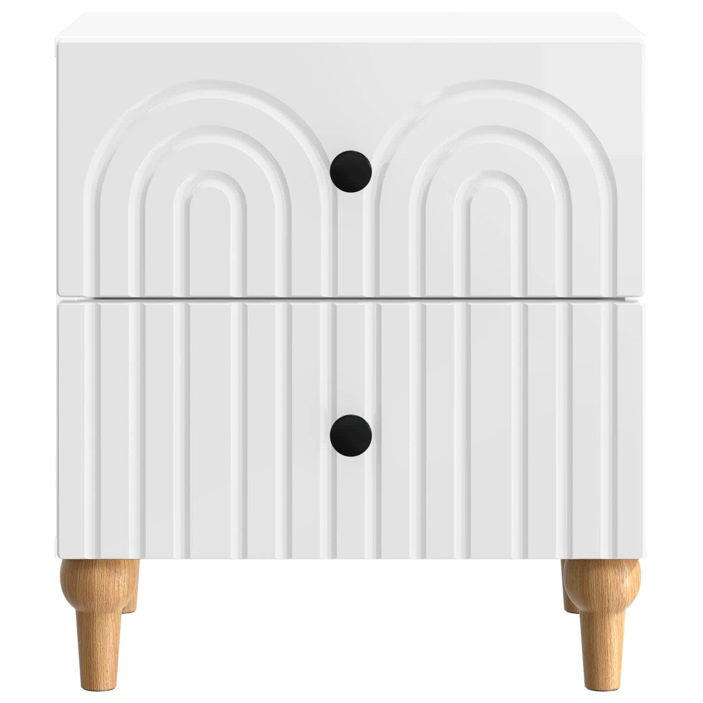 Nattbordskap med skuff 2 pcs Høgglans hvit 43 x 34,5 x 48 cm