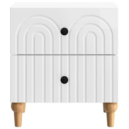 Nattbordskap med skuff 2 pcs Høgglans hvit 43 x 34,5 x 48 cm