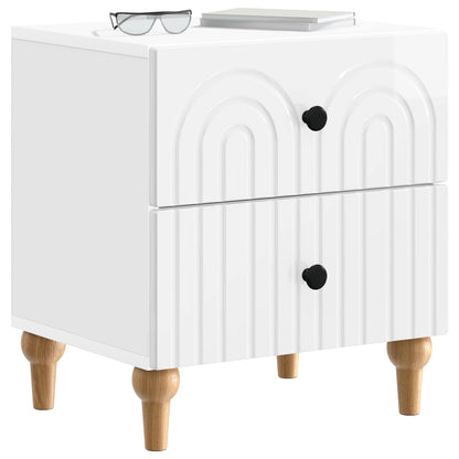 Nattbordskap med skuff 2 pcs Høgglans hvit 43 x 34,5 x 48 cm