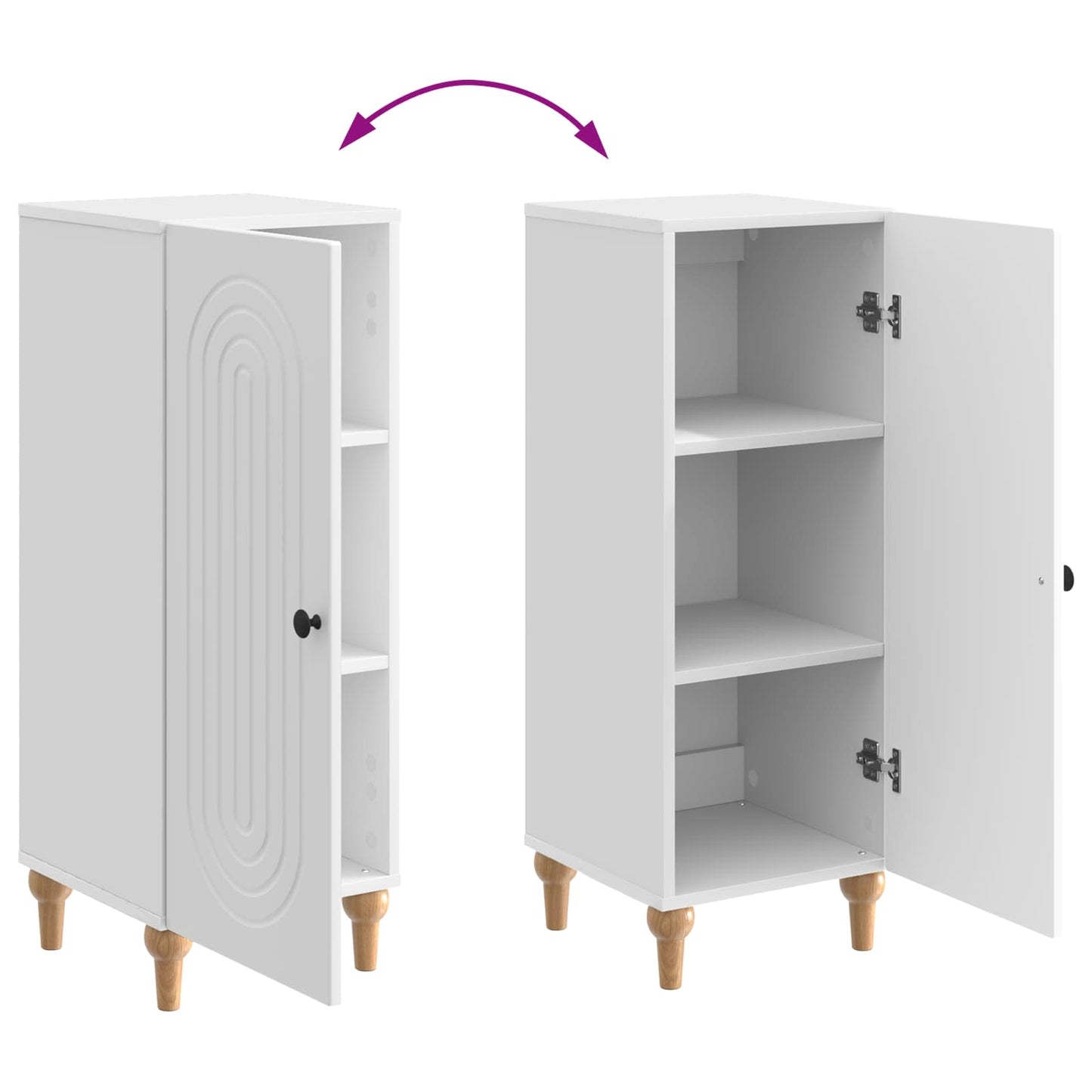 Serviesskap Høgglans hvit 33 x 34,5 x 90 cm Konstruert tre