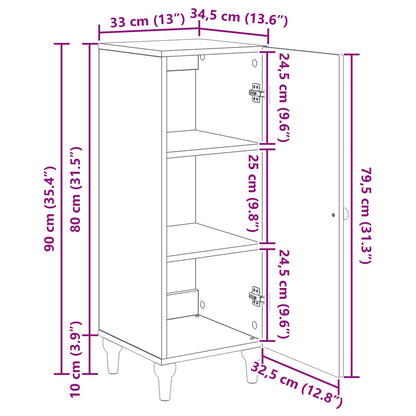 Serviesskap Høgglans hvit 33 x 34,5 x 90 cm Konstruert tre