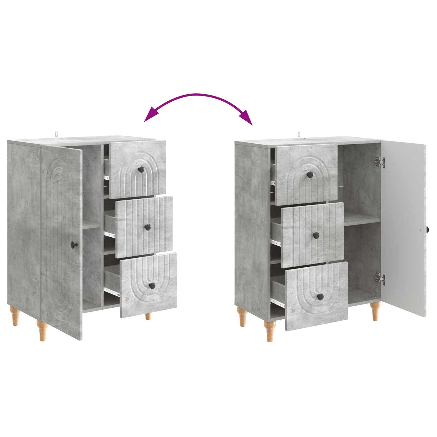 Serviesskap Betonggrå 66 x 34,5 x 90 cm Konstruert tre