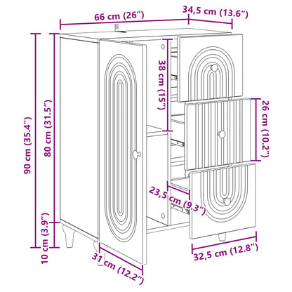 Serviesskap Betonggrå 66 x 34,5 x 90 cm Konstruert tre