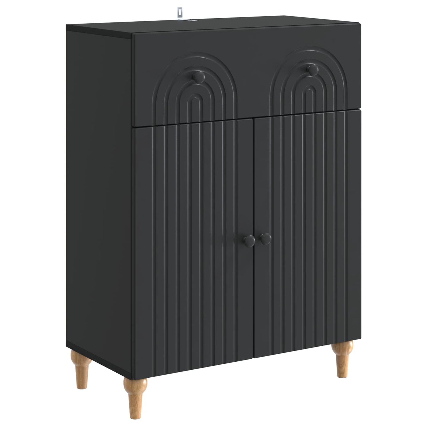 Serviesskap med skuff Svart 66 x 34,5 x 90 cm Konstruert tre