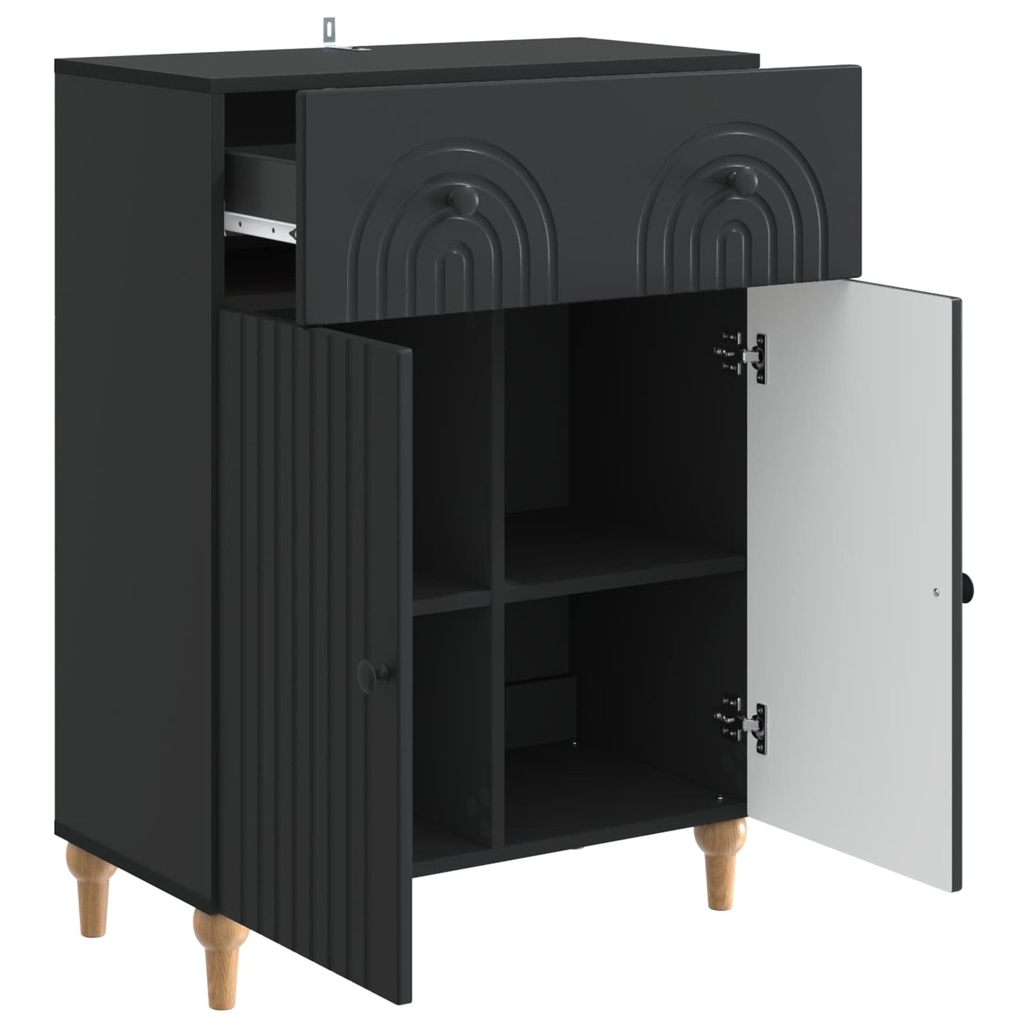 Serviesskap med skuff Svart 66 x 34,5 x 90 cm Konstruert tre