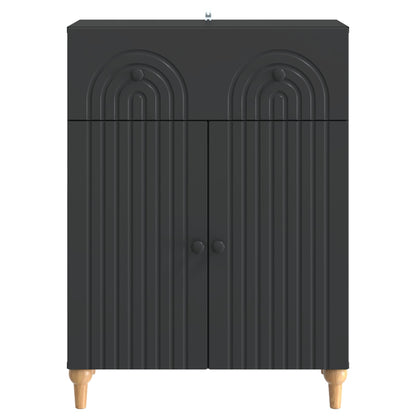 Serviesskap med skuff Svart 66 x 34,5 x 90 cm Konstruert tre