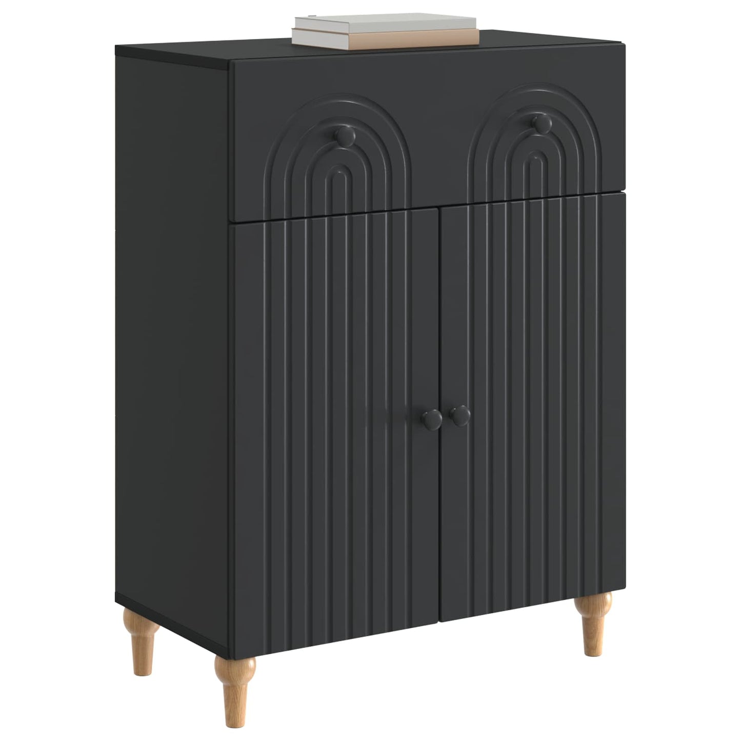 Serviesskap med skuff Svart 66 x 34,5 x 90 cm Konstruert tre