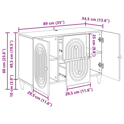 TV-skap med skuff Gammelt tre 89 x 34,5 x 60 cm Konstruert tre