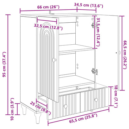Serviesskap med skuff Svart 66 x 34,5 x 95 cm Konstruert tre