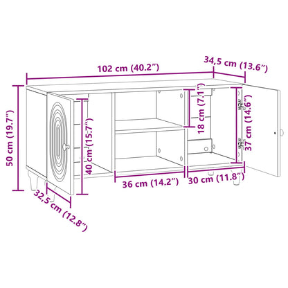 TV-skap Gammelt tre 102 x 34,5 x 50 cm Konstruert tre