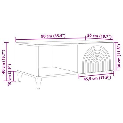 Kaffebord Artisan eik 90 x 50 x 40 cm Konstruert tre