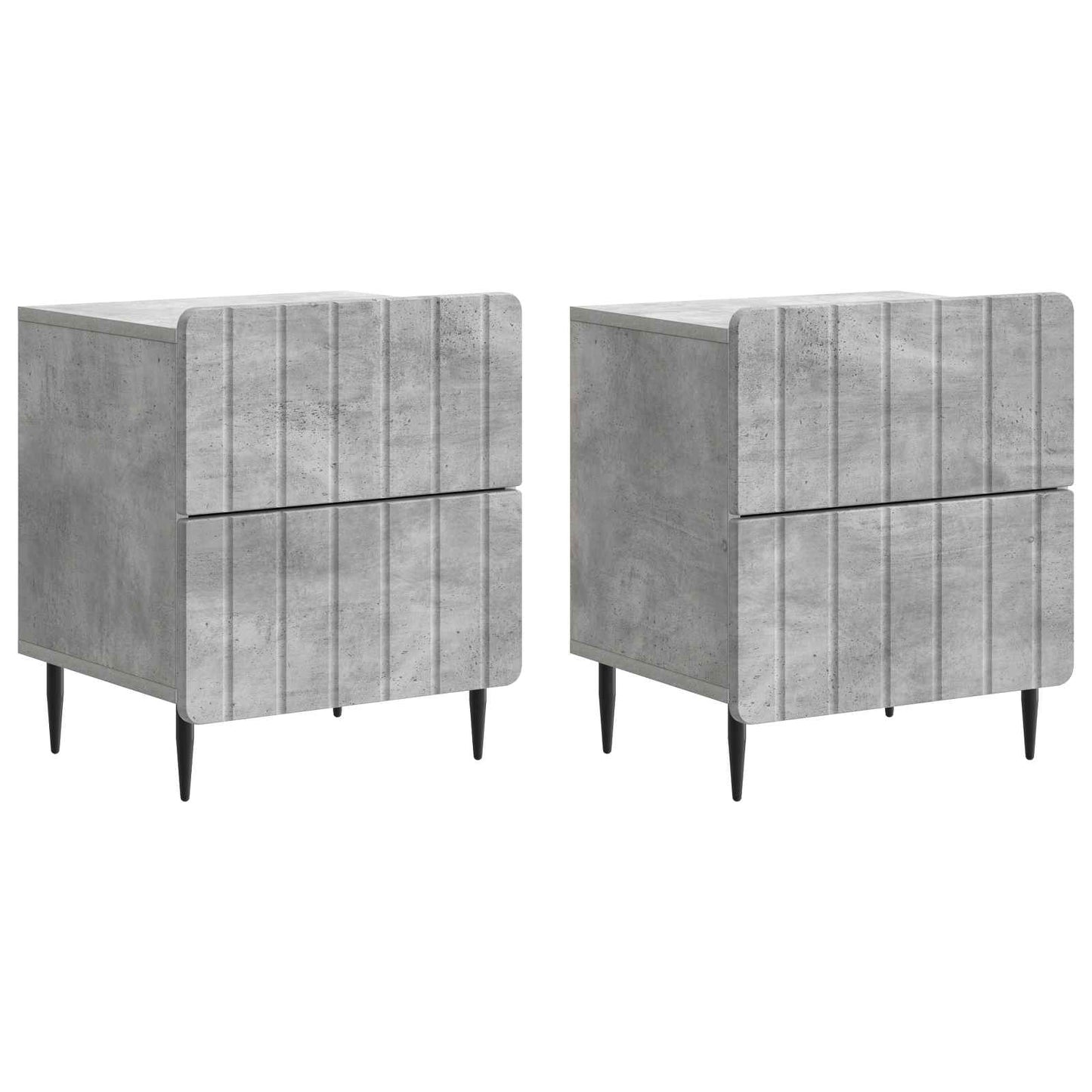 Nattbordskap 2 pcs Betonggrå 43 x 34,5 x 49,5 cm Konstruert tre
