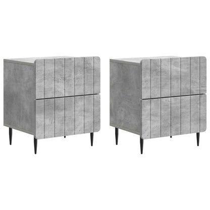 Nattbordskap 2 pcs Betonggrå 43 x 34,5 x 49,5 cm Konstruert tre