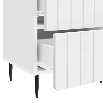 Nattbordskap med skuff 2 pcs Høgglans hvit 43 x 34,5 x 49,5 cm
