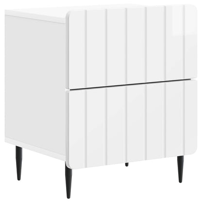 Nattbordskap med skuff 2 pcs Høgglans hvit 43 x 34,5 x 49,5 cm