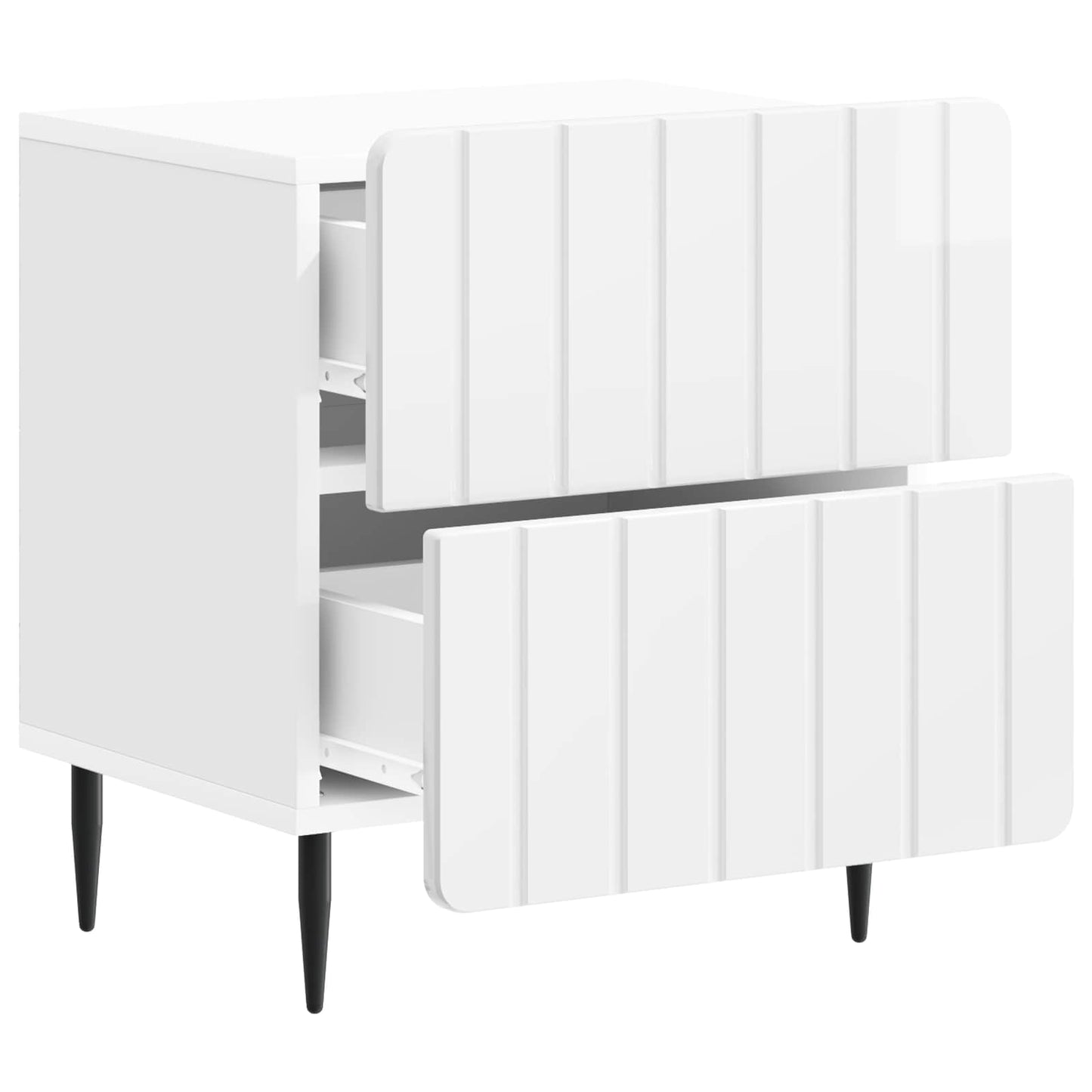 Nattbordskap med skuff 2 pcs Høgglans hvit 43 x 34,5 x 49,5 cm