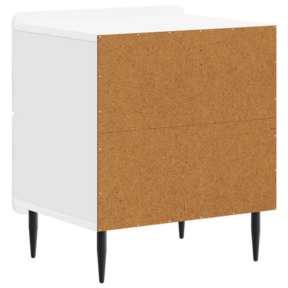 Nattbordskap med skuff 2 pcs Høgglans hvit 43 x 34,5 x 49,5 cm
