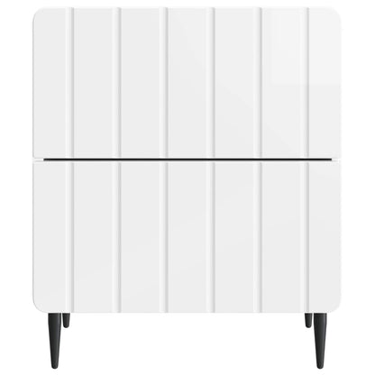 Nattbordskap med skuff 2 pcs Høgglans hvit 43 x 34,5 x 49,5 cm