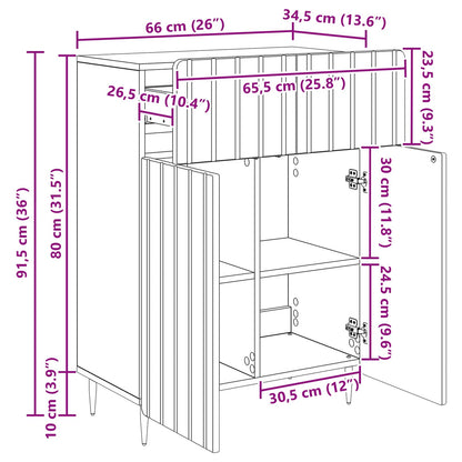 Serviesskap med skuff Svart 66 x 34,5 x 92 cm Konstruert tre
