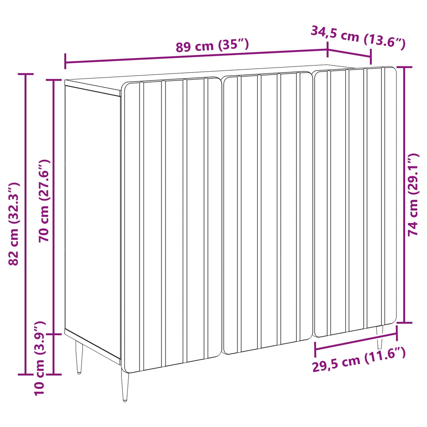 Serviesskap Gammelt tre 89 x 34,5 x 82 cm Konstruert tre