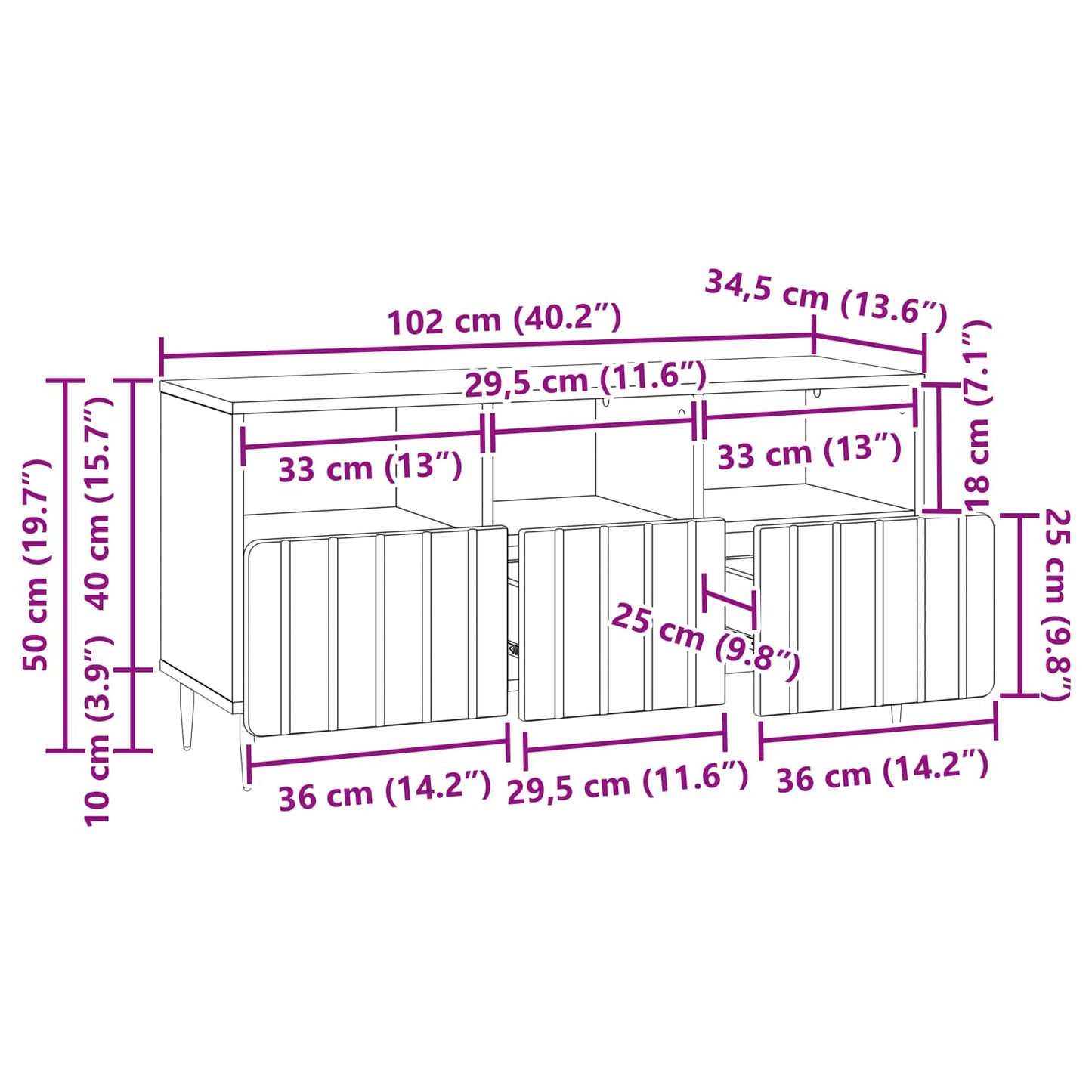 TV-skap med skuff Svart 102 x 34,5 x 50 cm Konstruert tre