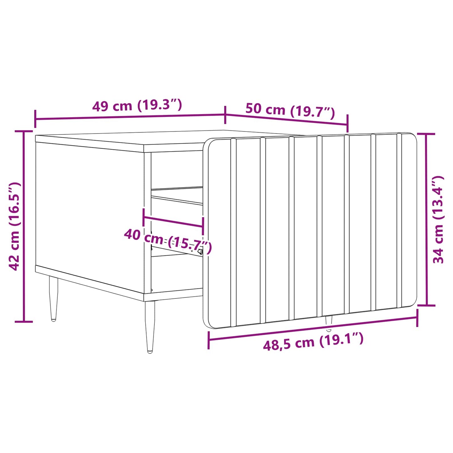 Kaffebord med skuff Sonoma eik 49 x 50 x 42 cm Konstruert tre