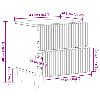 Nattbordskap 2 pcs Hvit 43 x 34,5 x 48 cm Konstruert tre