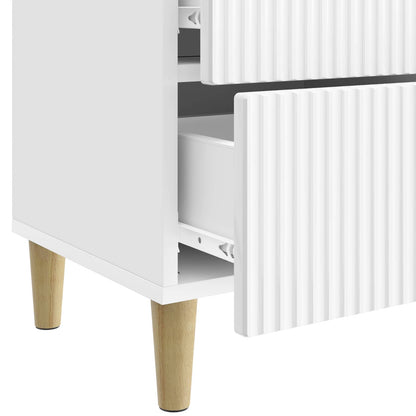 Nattbordskap med skuff 2 pcs Høgglans hvit 43 x 34,5 x 48 cm