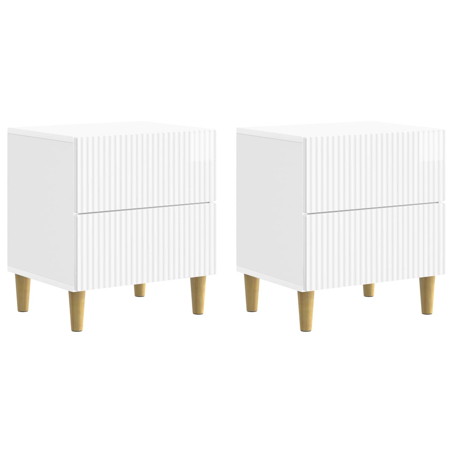 Nattbordskap med skuff 2 pcs Høgglans hvit 43 x 34,5 x 48 cm